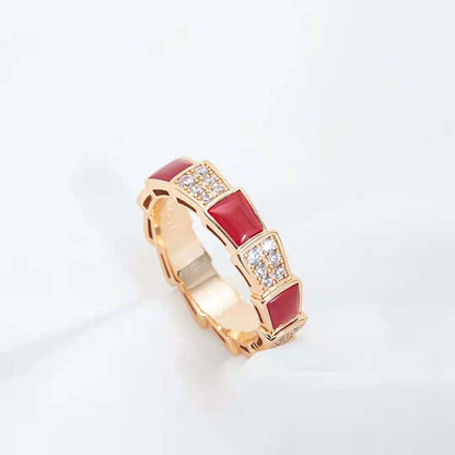 [Eterna Jewels]SERPENTI RING ROSÉGOLD KARNEOL DIAMANT PAVÉ 4MM