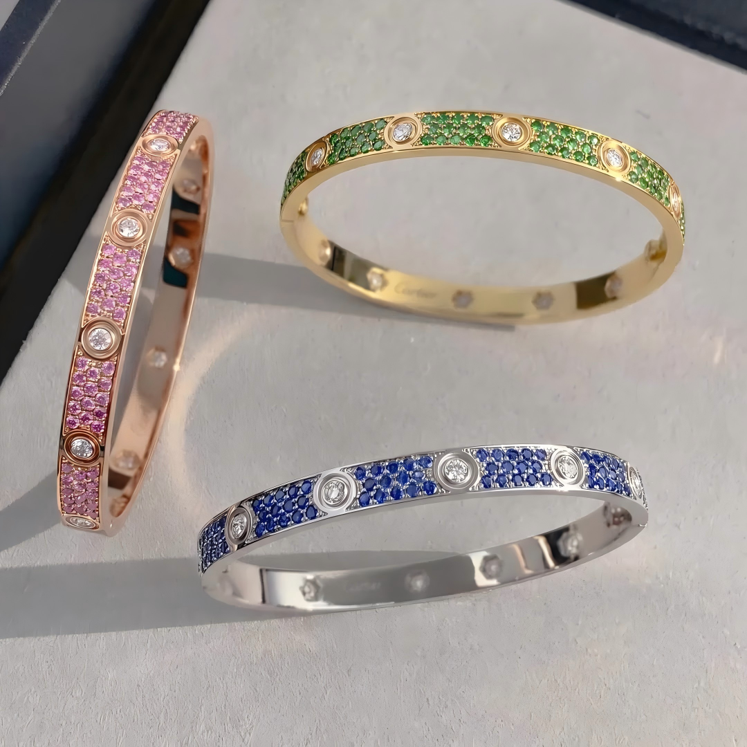 [Eterna Jewels]2026 PAVE GEMSTONE LOVE BRACELET 6.1MM 10 DIAMONDS