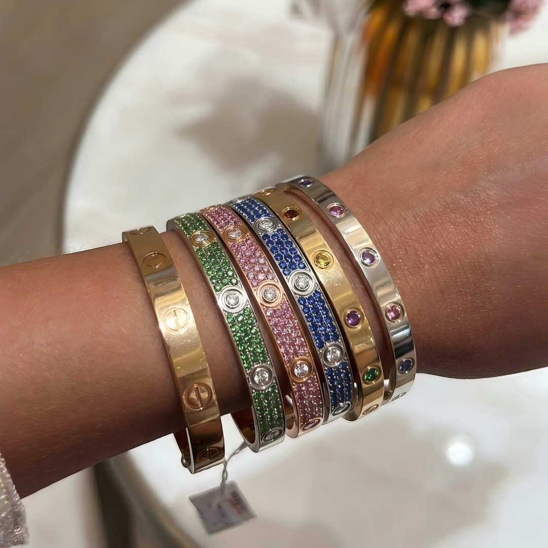 [Eterna Jewels]2026 PAVE GEMSTONE LOVE BRACELET 6.1MM 10 DIAMONDS