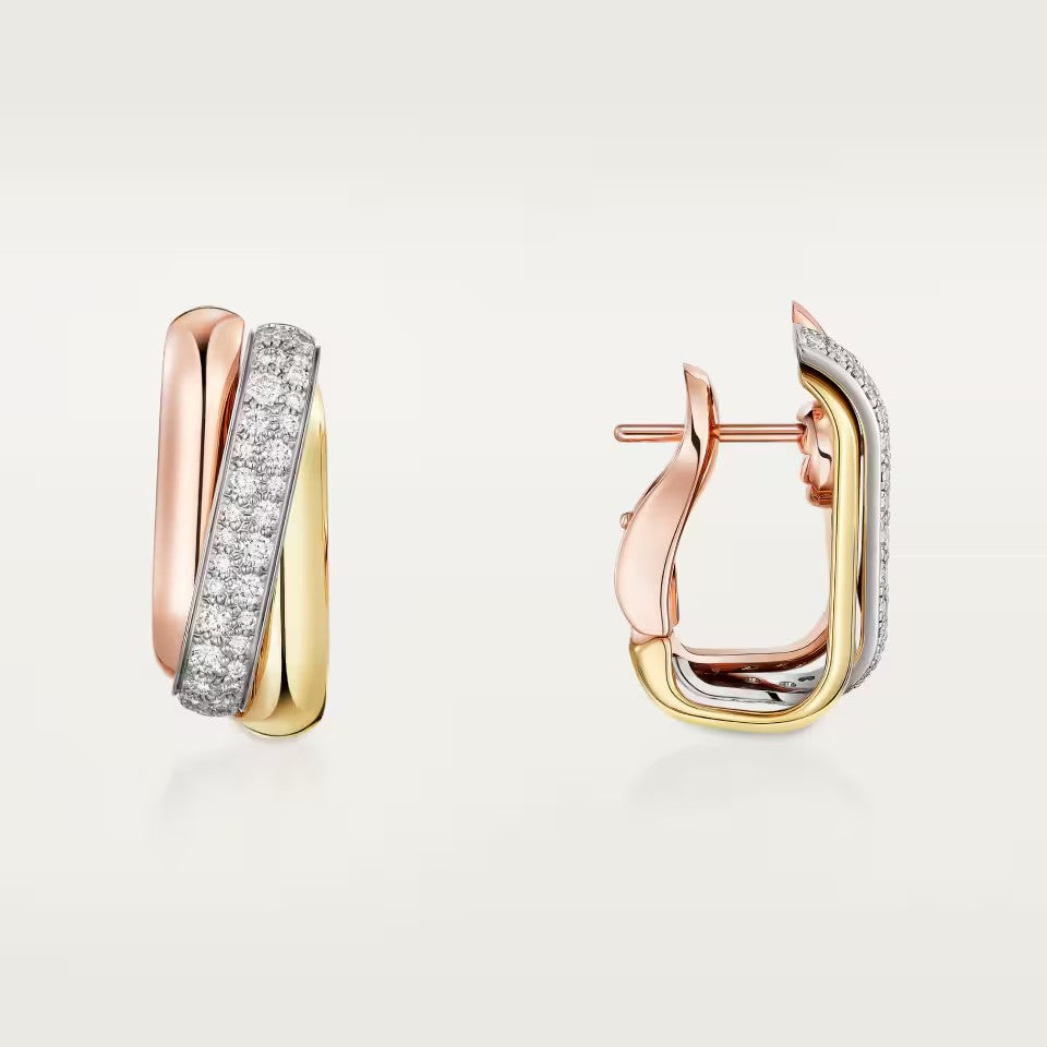 [Eterna Jewels]TRINITY HALF DIAMOND  CUSHION EARRINGS