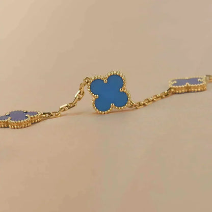 [Eterna Jewels] CLOVER 5 MOTIV BLAUER ACHAT ARMBAND KOLLEKTION