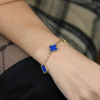 [Eterna Jewels] CLOVER 5 MOTIV BLAUER ACHAT ARMBAND KOLLEKTION