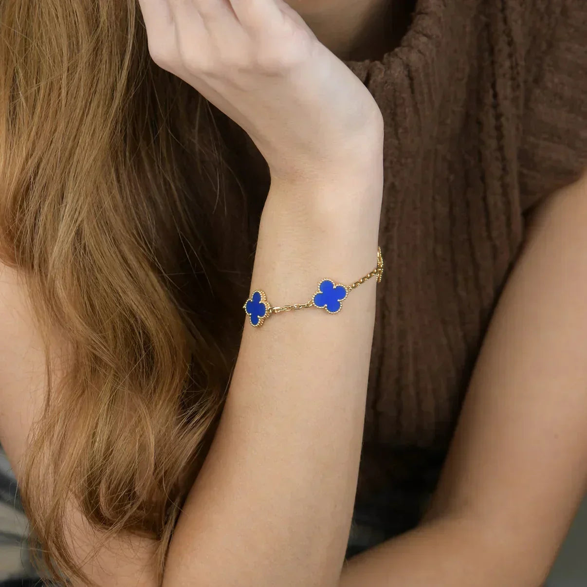 [Eterna Jewels] CLOVER 5 MOTIV BLAUER ACHAT ARMBAND KOLLEKTION