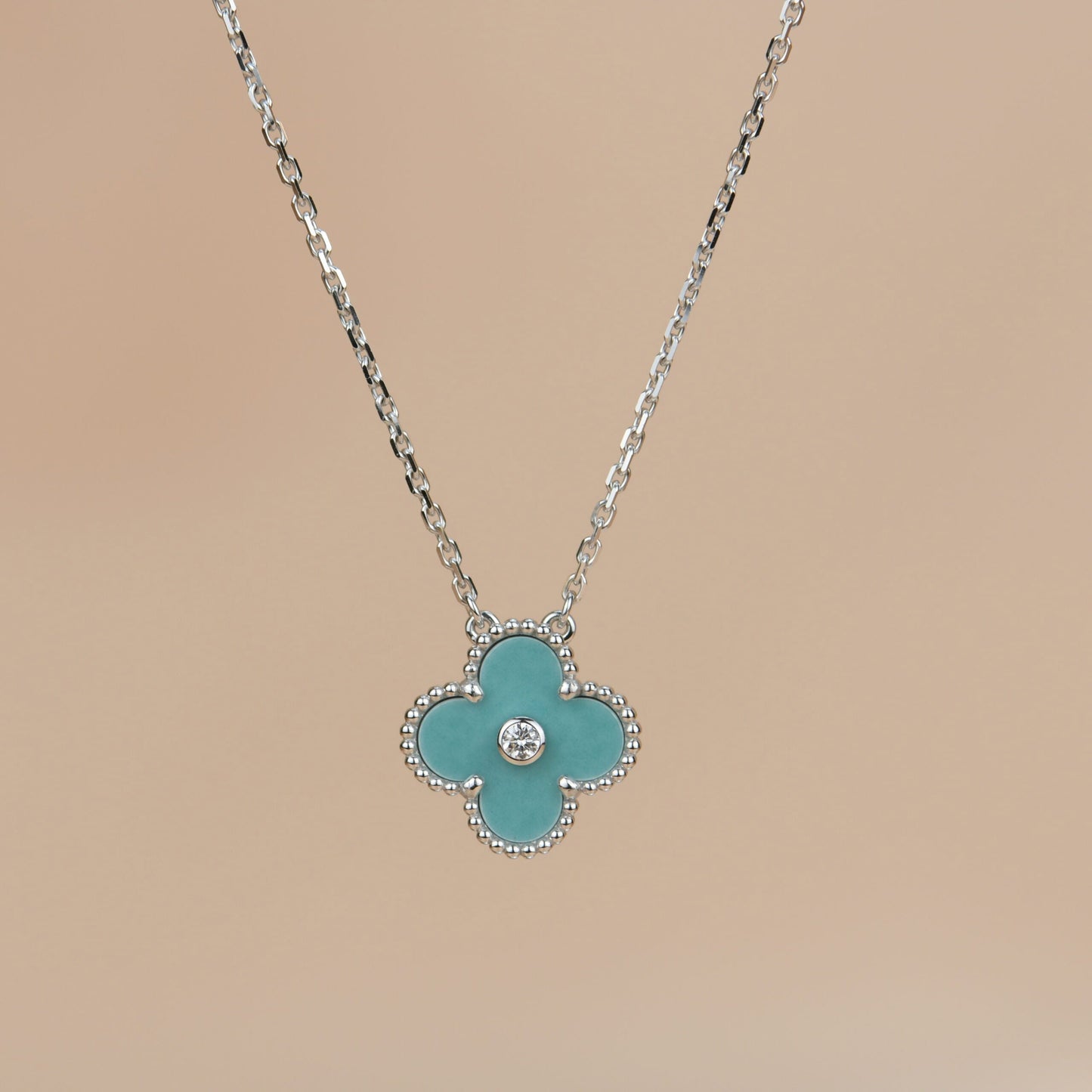 [Eterna Jewels]KLEE 15MM DIAMANT SILBERPORZELLAN HALSKETTE SILBER