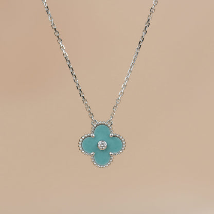 [Eterna Jewels]KLEE 15MM DIAMANT SILBERPORZELLAN HALSKETTE SILBER