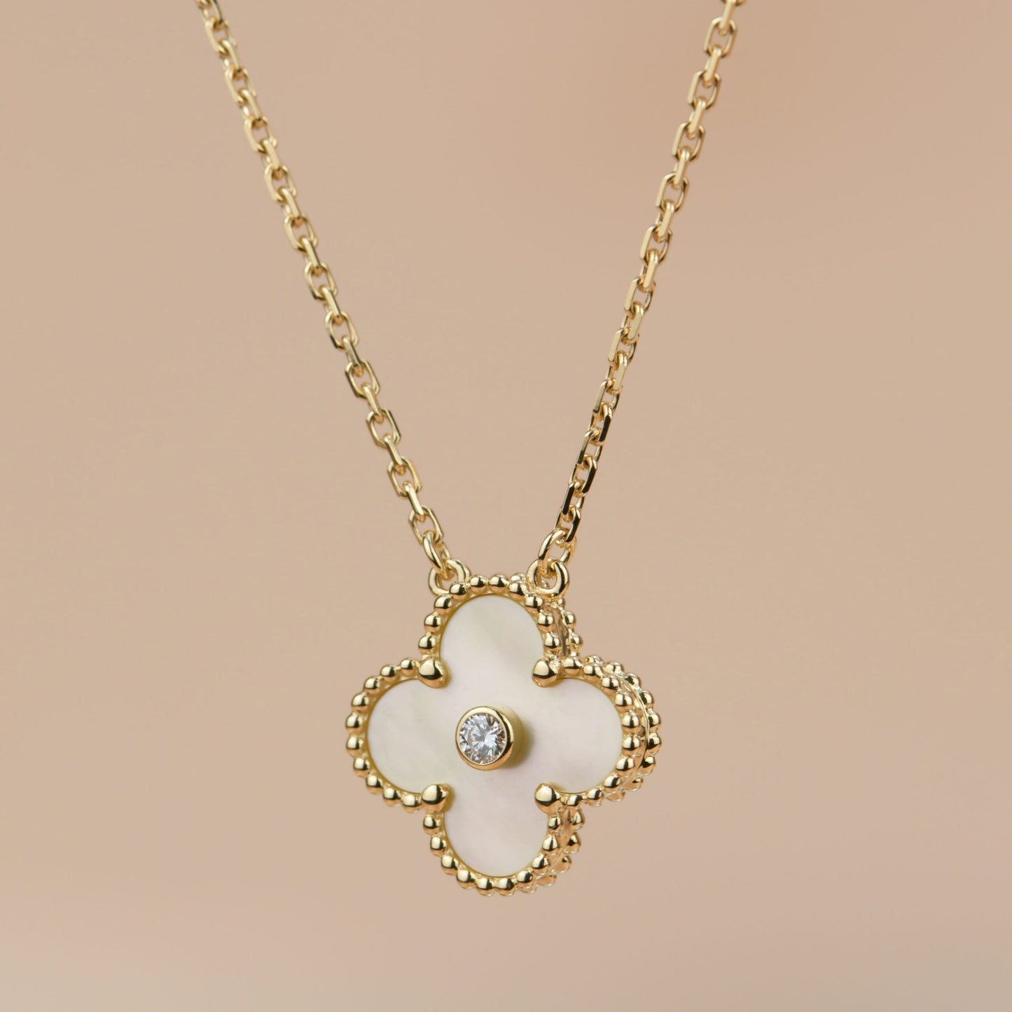 [Eterna Jewels]KLEE 15MM DIAMANT GOLD PERLMUTT HALSKETTE