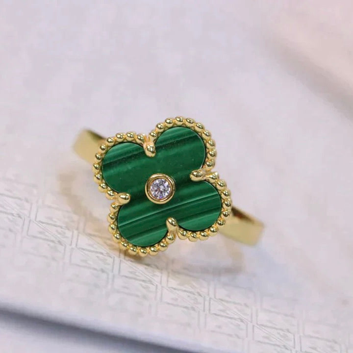 [Eterna Jewels]KLEE MALACHIT RING GOLD DIAMANT