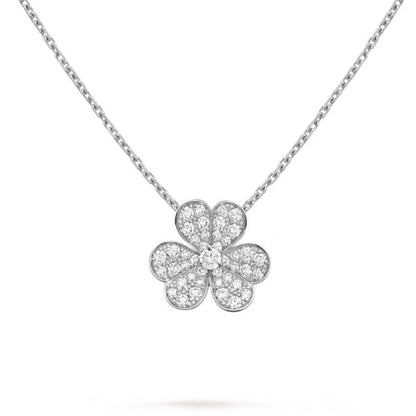 [Eterna Jewels]KLEEBELATT DIAMANT HALSKETTE SILBER