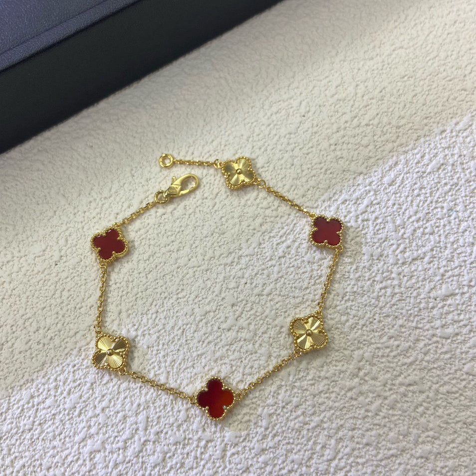 [Eterna Jewels]KLEEBKATT 6 MOTIV ROT ACHAT LASER ARMREIF
