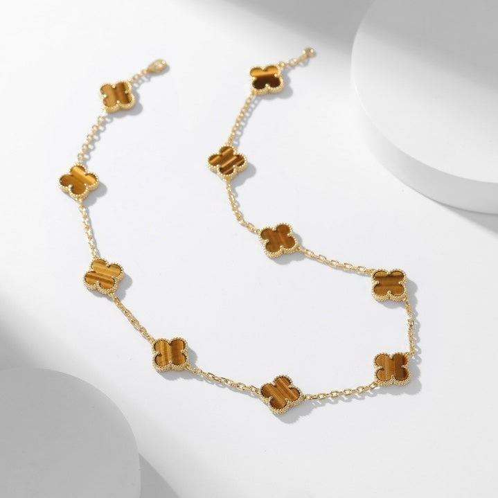 [Eterna Jewels]KLEEBKLEEBLATT 10 MOTIVE TIGERAUGE-HALSKETTE