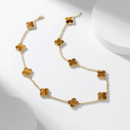 [Eterna Jewels]KLEEBKLEEBLATT 10 MOTIVE TIGERAUGE-HALSKETTE