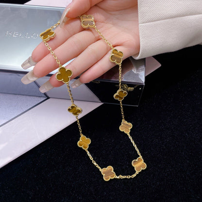 [Eterna Jewels]KLEEBKLEEBLATT 10 MOTIVE TIGERAUGE-HALSKETTE