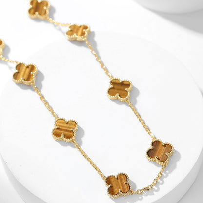 [Eterna Jewels]KLEEBKLEEBLATT 10 MOTIVE TIGERAUGE-HALSKETTE
