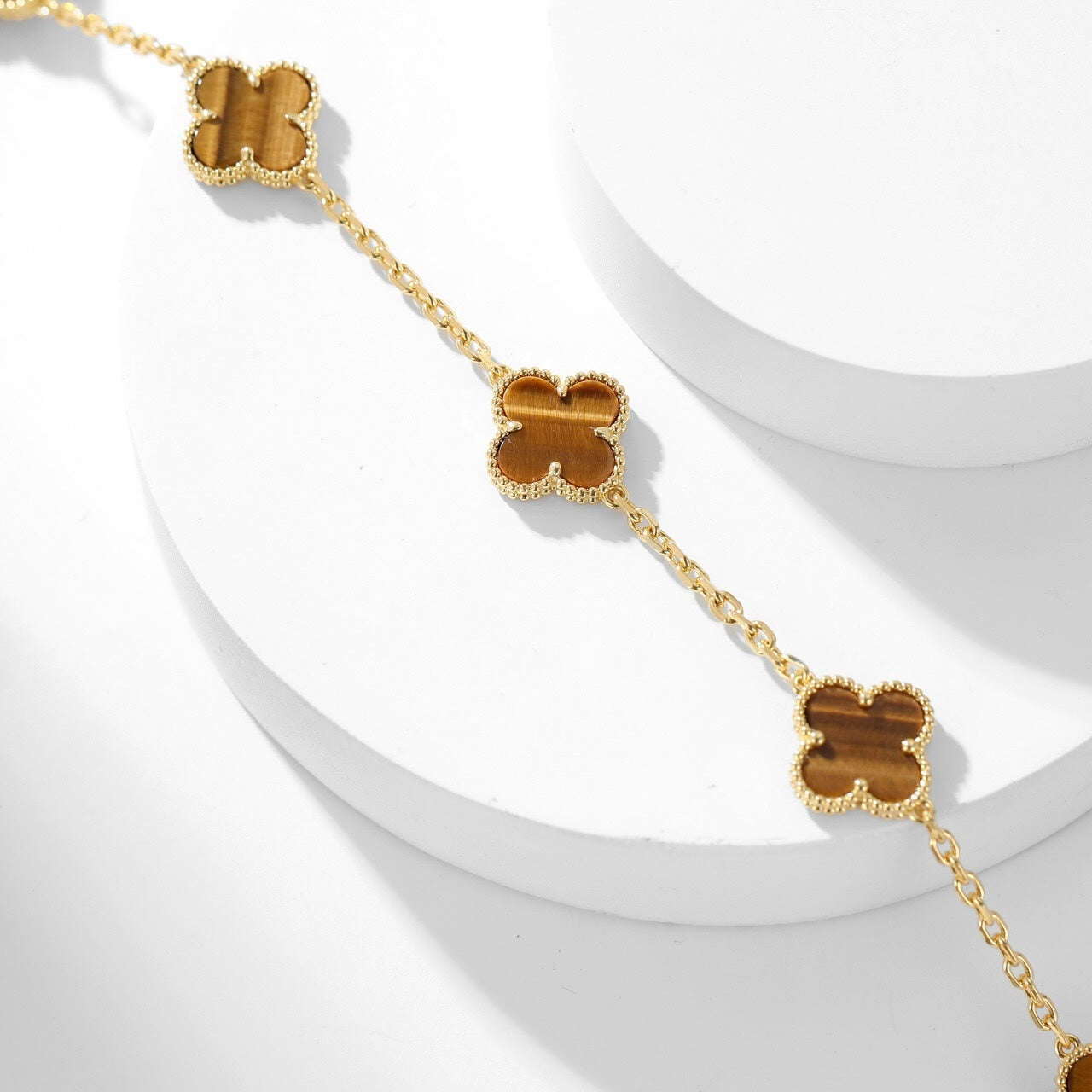 [Eterna Jewels]KLEEBKLEEBLATT 10 MOTIVE TIGERAUGE-HALSKETTE