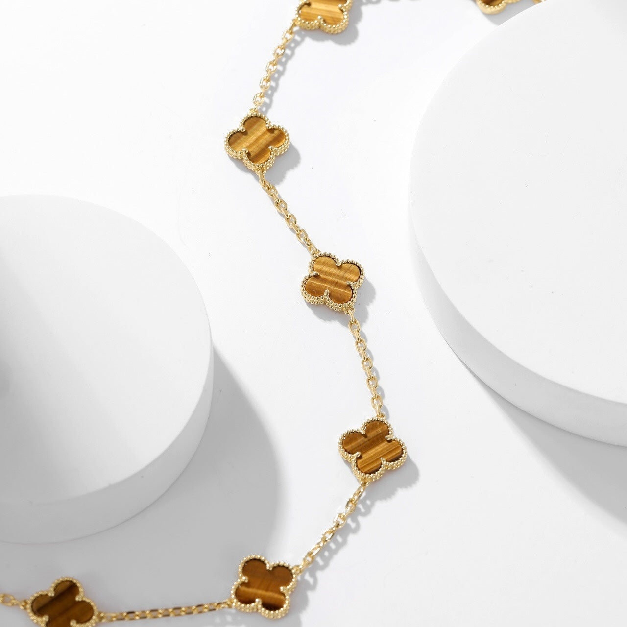 [Eterna Jewels]KLEEBKLEEBLATT 10 MOTIVE TIGERAUGE-HALSKETTE