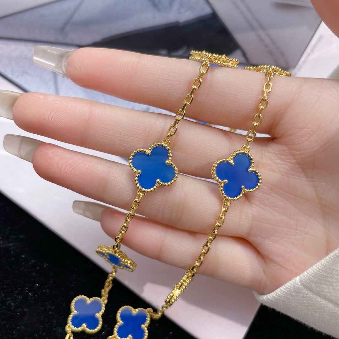 [Eterna Jewels]KLEE 10 MOTIVE BLAUER ACHAT HALSKETTE