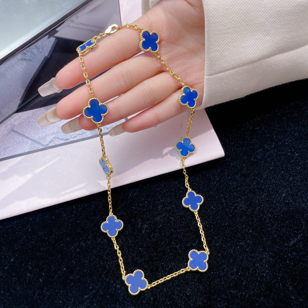 [Eterna Jewels]KLEE 10 MOTIVE BLAUER ACHAT HALSKETTE