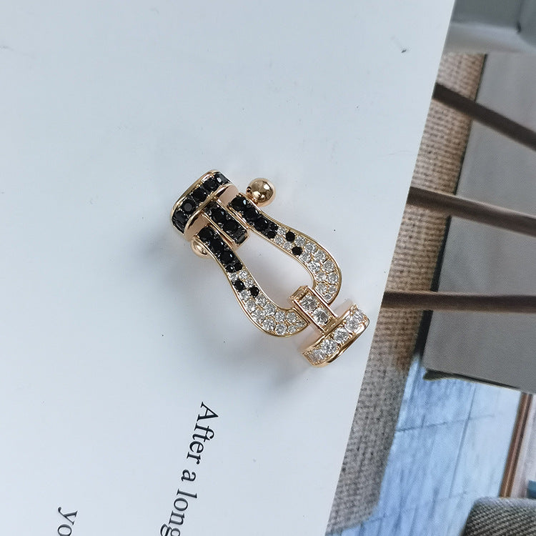 [Eterna Jewels]GROSSES HUFEISEN SCHWARZ-WEISS DIAMANTEN-ARMBAND ROSÉGOLD