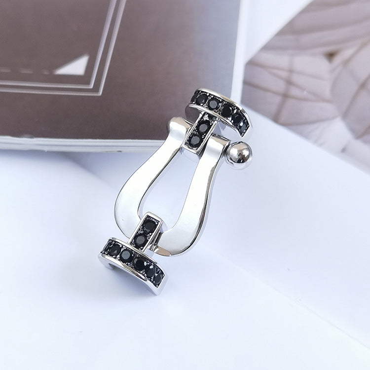 [Eterna Jewels]FORCE GROSSES HUFEISEN SCHWARZER DIAMANT ARMBAND SILBER