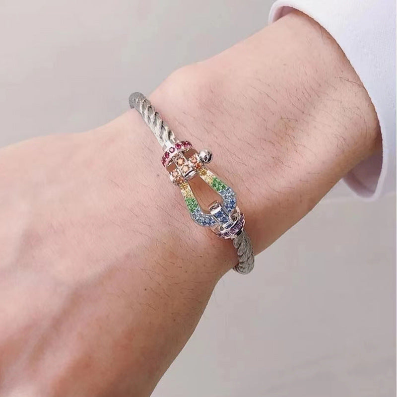 [Eterna Jewels]GROSSES HORSESHOE FARBDIA-ARMBAND SILBER