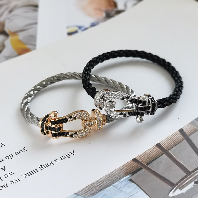 [Eterna Jewels]GROSSES HUFEISEN SCHWARZ-WEISS DIAMANTEN-ARMBAND ROSÉGOLD