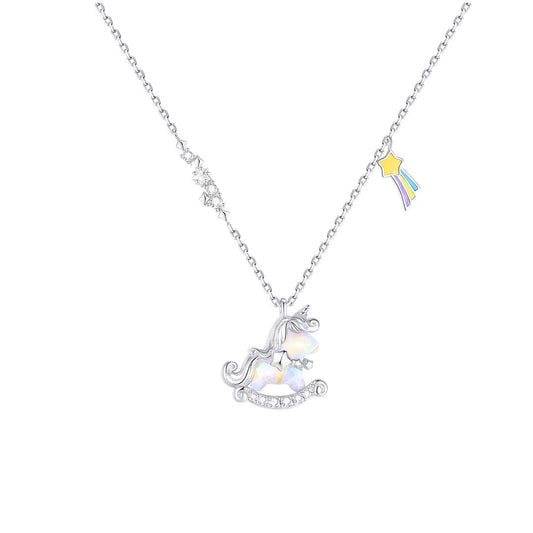 925 Silver Pony Necklace with Crystal
