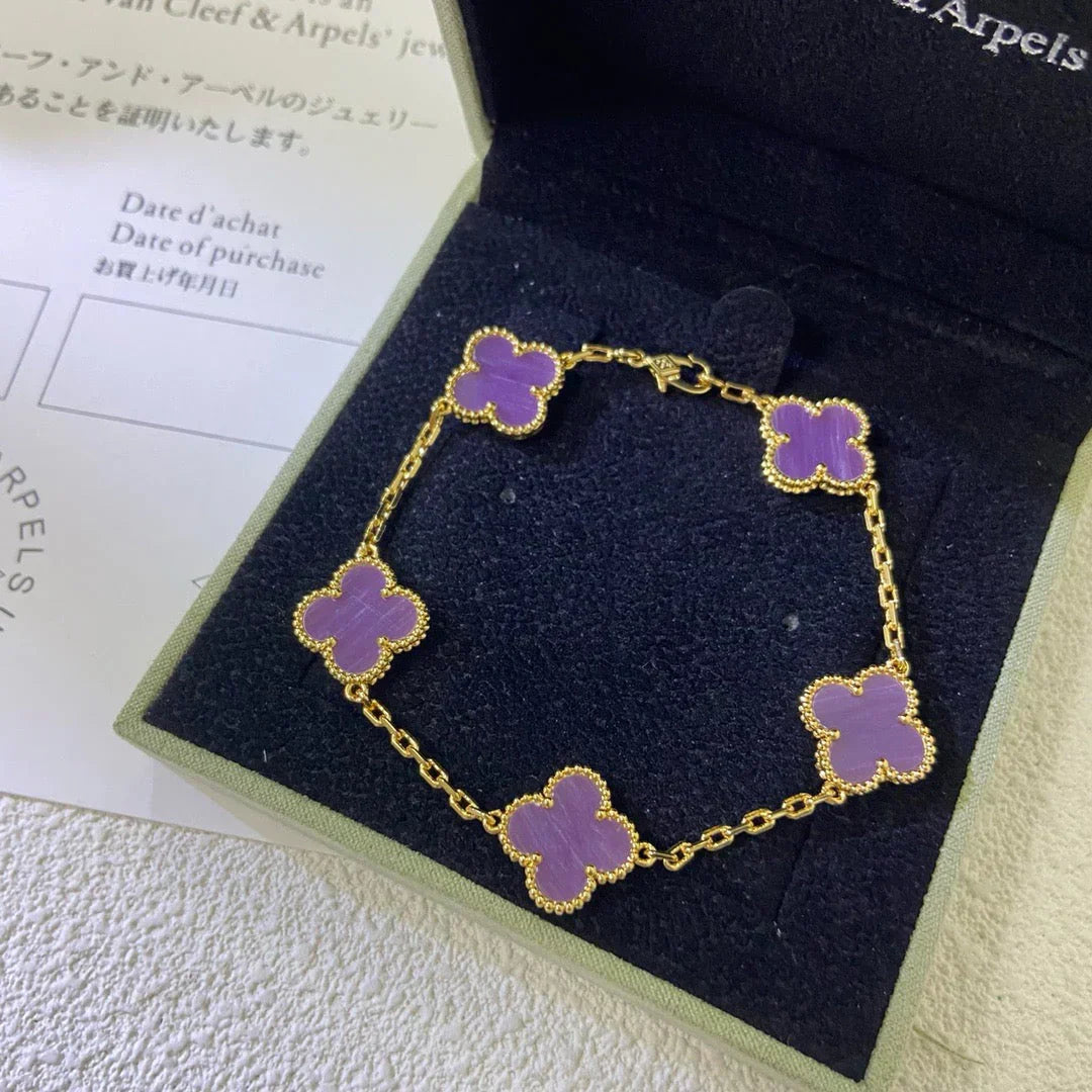 [Eterna Jewels] KLEEBRAUM 5 MOTIV VIOLETT ARMBAND KOLLEKTION