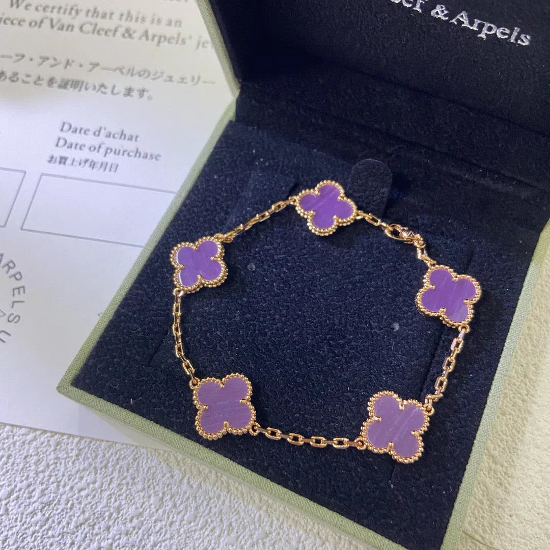 [Eterna Jewels] KLEEBRAUM 5 MOTIV VIOLETT ARMBAND KOLLEKTION