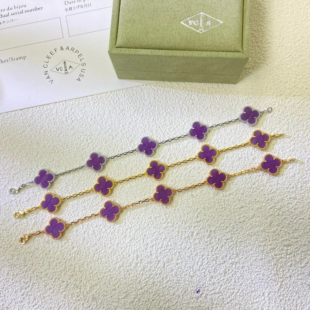 [Eterna Jewels] KLEEBRAUM 5 MOTIV VIOLETT ARMBAND KOLLEKTION