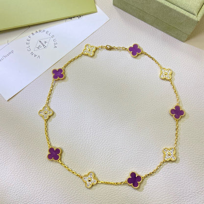 [Eterna Jewels ジュエリー]CLOVER 10モチーフ パープルバイオレット ダイヤモンドネックレス