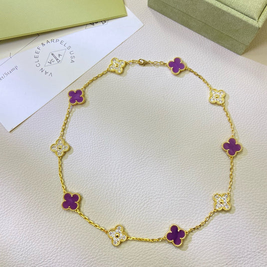 [Eterna Jewels ジュエリー]CLOVER 10モチーフ パープルバイオレット ダイヤモンドネックレス