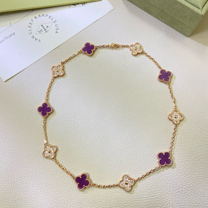 [Eterna Jewels ジュエリー]CLOVER 10モチーフ パープルバイオレット ダイヤモンドネックレス