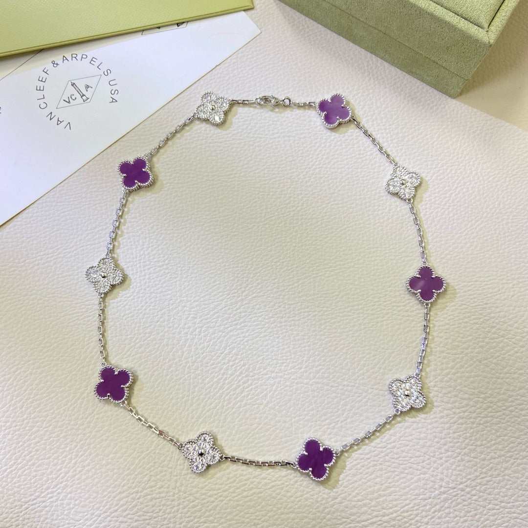 [Eterna Jewels ジュエリー]CLOVER 10モチーフ パープルバイオレット ダイヤモンドネックレス