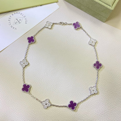 [Eterna Jewels ジュエリー]CLOVER 10モチーフ パープルバイオレット ダイヤモンドネックレス