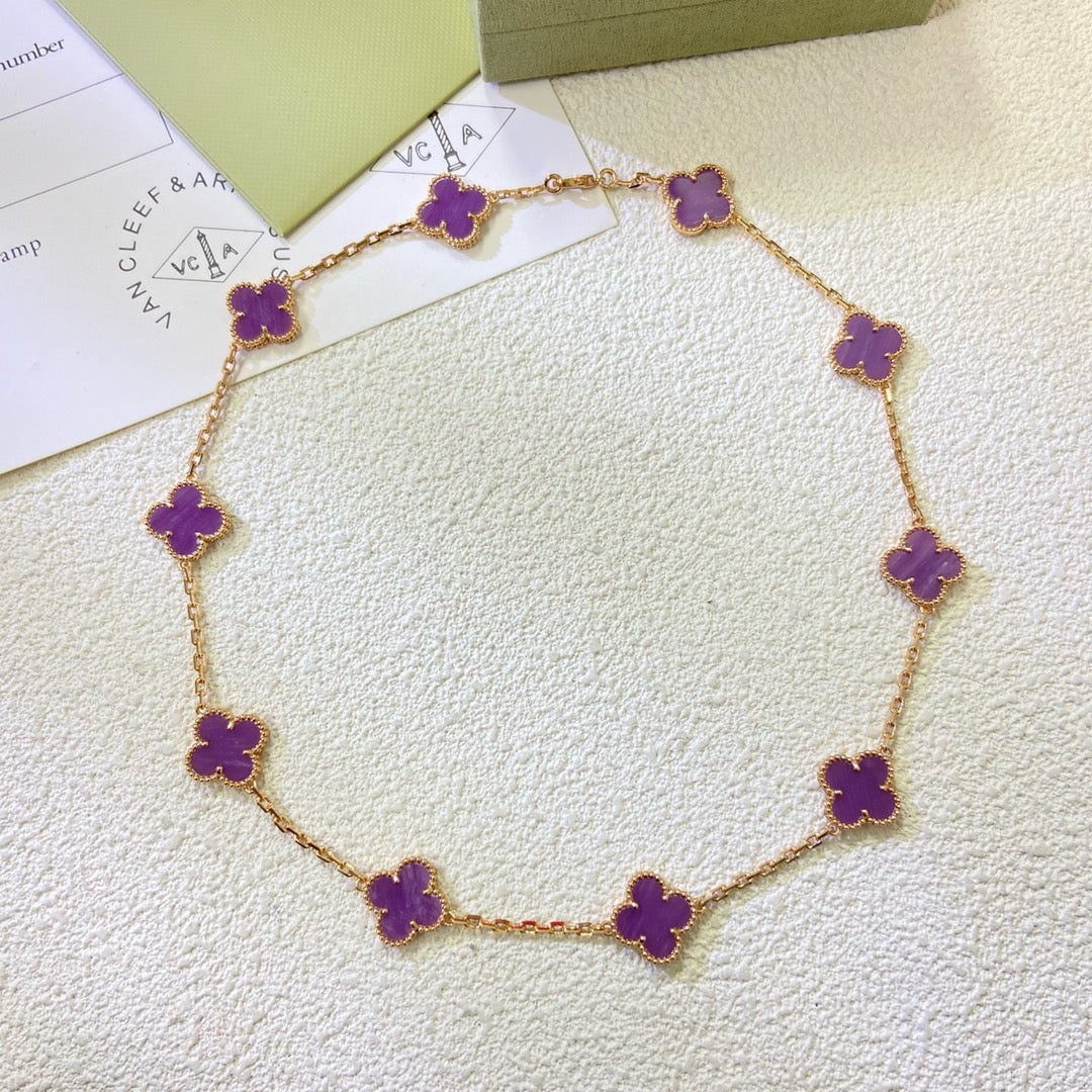 [Eterna Jewels Jewelry]クローバー 10 モチーフ パープル バイオレット ネックレス