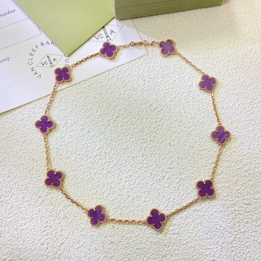 [Eterna Jewels Jewelry]クローバー 10 モチーフ パープル バイオレット ネックレス