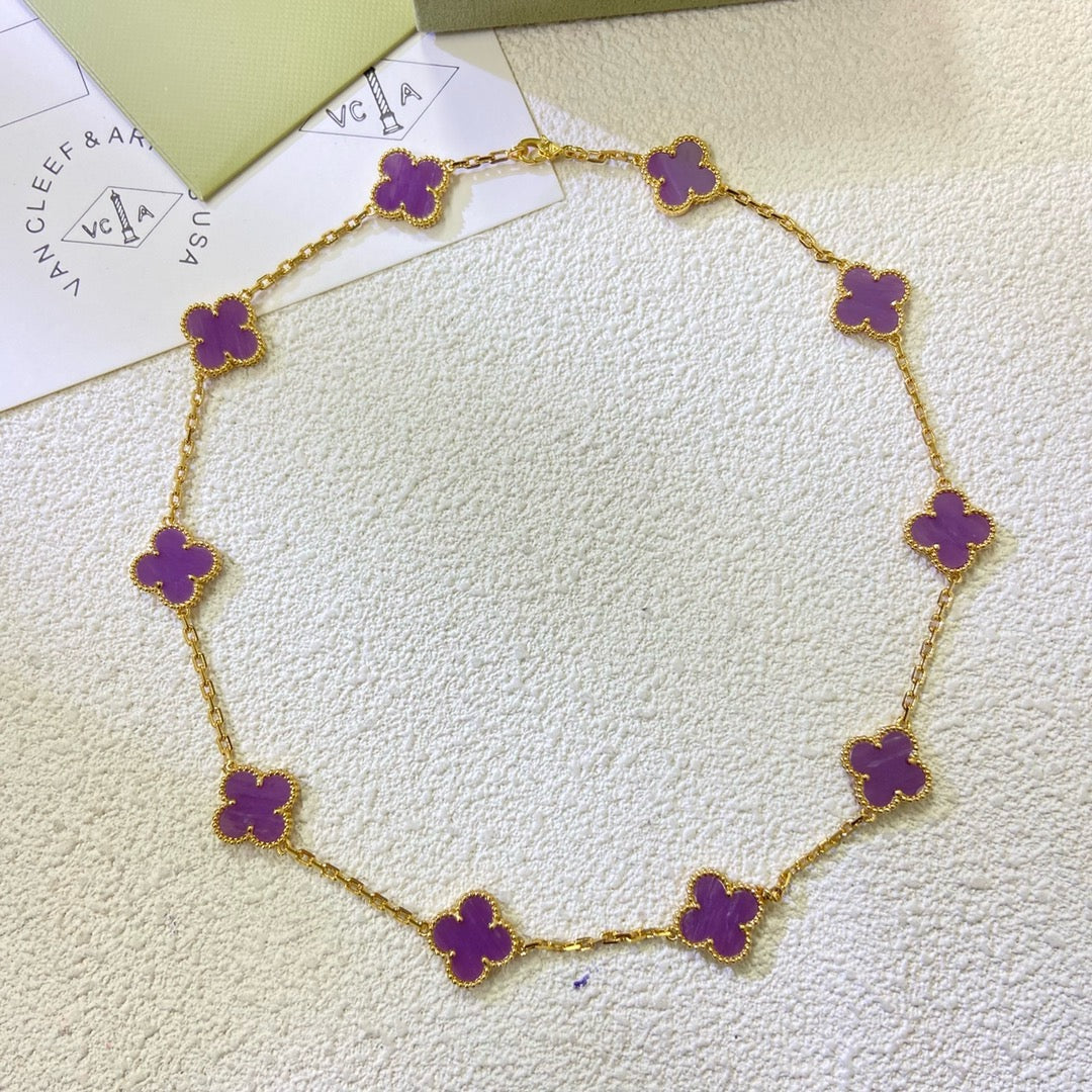 [Eterna Jewels Jewelry]クローバー 10 モチーフ パープル バイオレット ネックレス