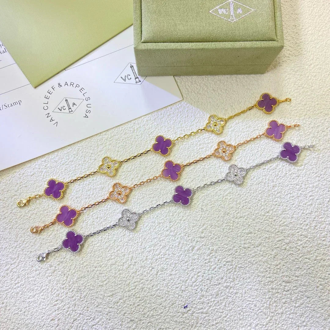 [Eterna Jewels] KLEEBRAUM 5 MOTIV VIOLETT ARMBAND KOLLEKTION