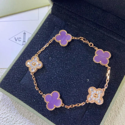 [Eterna Jewels] KLEEBRAUM 5 MOTIV VIOLETT ARMBAND KOLLEKTION