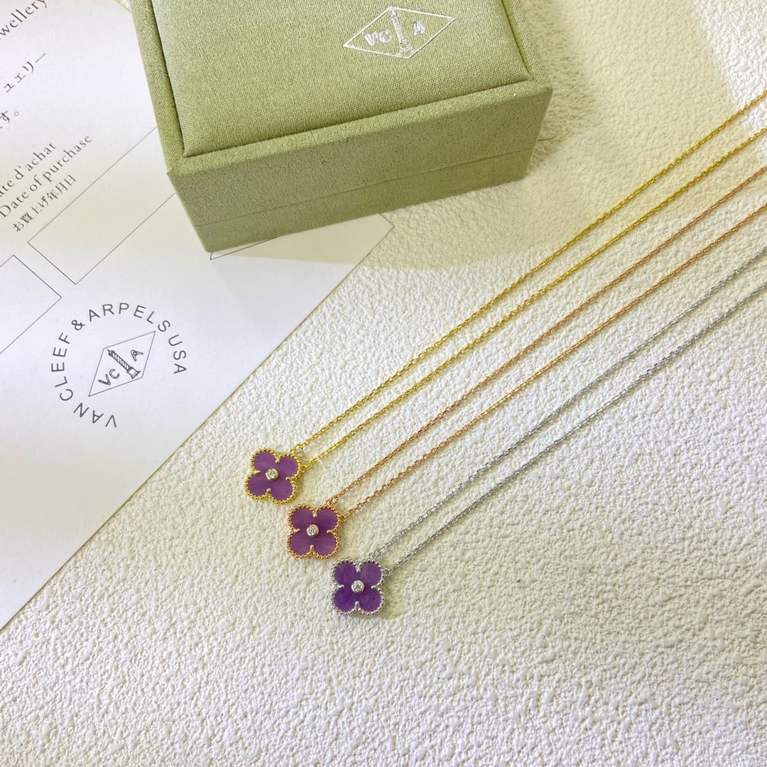 [Eterna Jewels Schmuck]KLEE 15MM DIAMANT LILA VIOLETT HALSKETTE