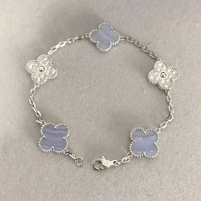 [Eterna Jewels] KLEEBRAUM 5 MOTIV VIOLETTER CHALCEDON ARMBAND KOLLEKTION
