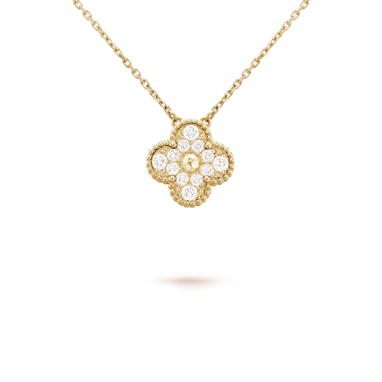 [Eterna Jewels]KLEE 15MM DIAMANT EINZELBLUMEN-HALSKETTE