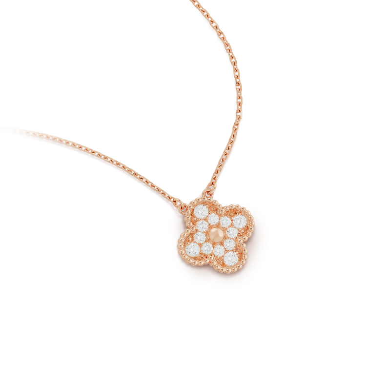 [Eterna Jewels]KLEE 15MM DIAMANT EINZELBLUMEN-HALSKETTE