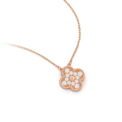 [Eterna Jewels]KLEE 15MM DIAMANT EINZELBLUMEN-HALSKETTE