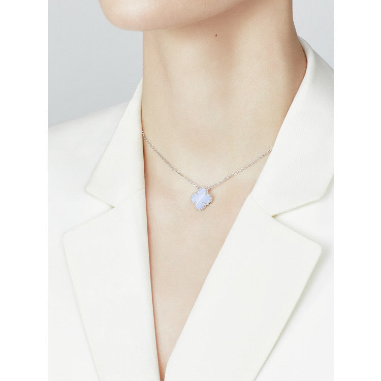 [Eterna Jewels]KLEE 15MM BLAUER CHALCEDON HALSKETTE SILBER
