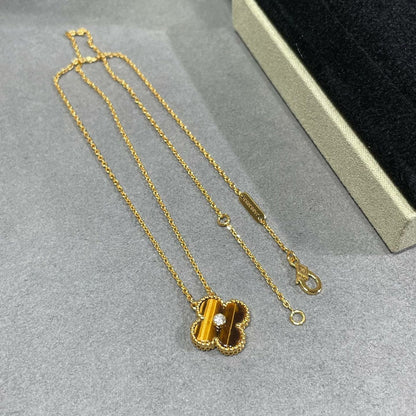 [Eterna Jewels]KLEE 15MM DIAMANT UND GELBER TIGERAUGE ACHAT Halskette