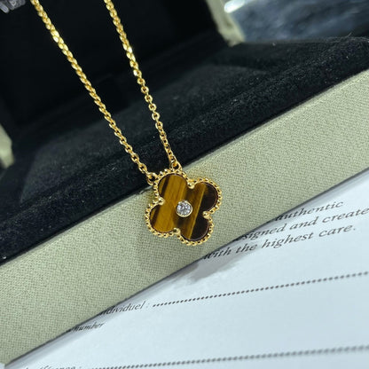 [Eterna Jewels]KLEE 15MM DIAMANT UND GELBER TIGERAUGE ACHAT Halskette