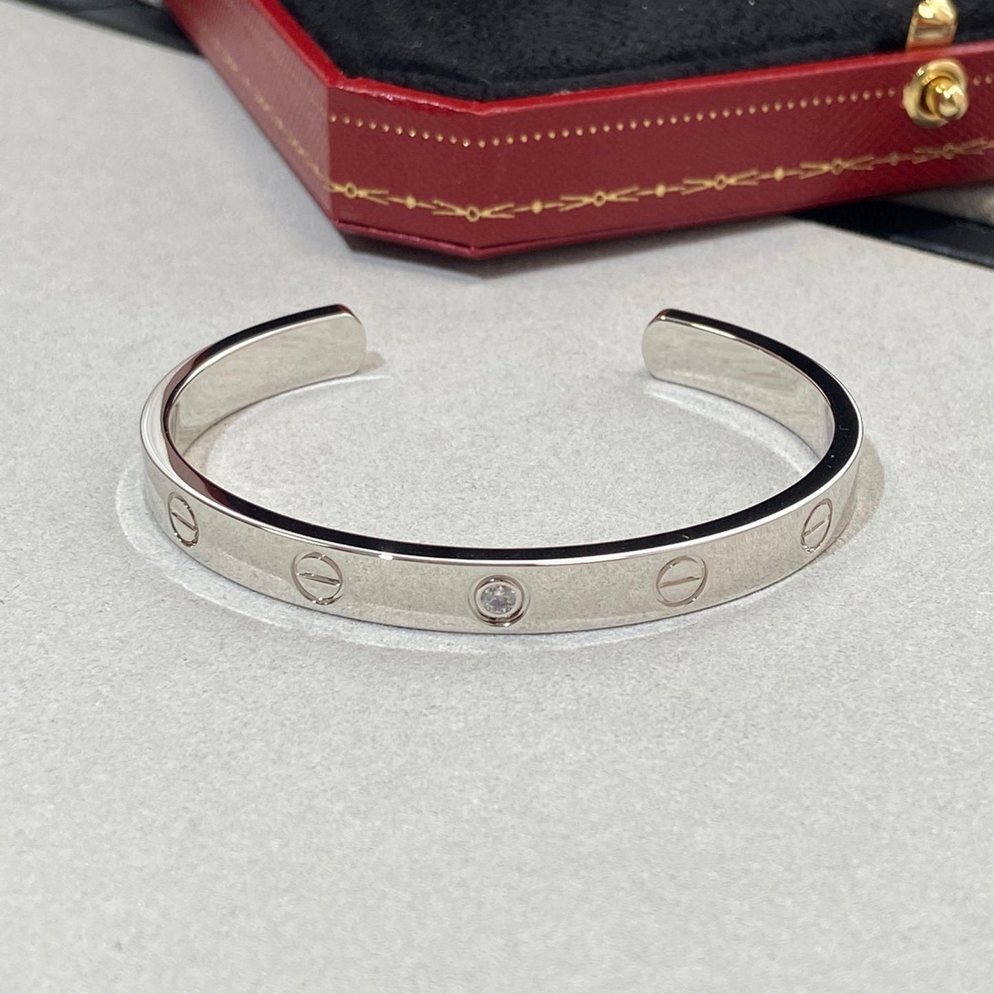 [Eterna Jewels]LOVE BRACELET 6.1MM 1 DIAMOND OPEN CUFF