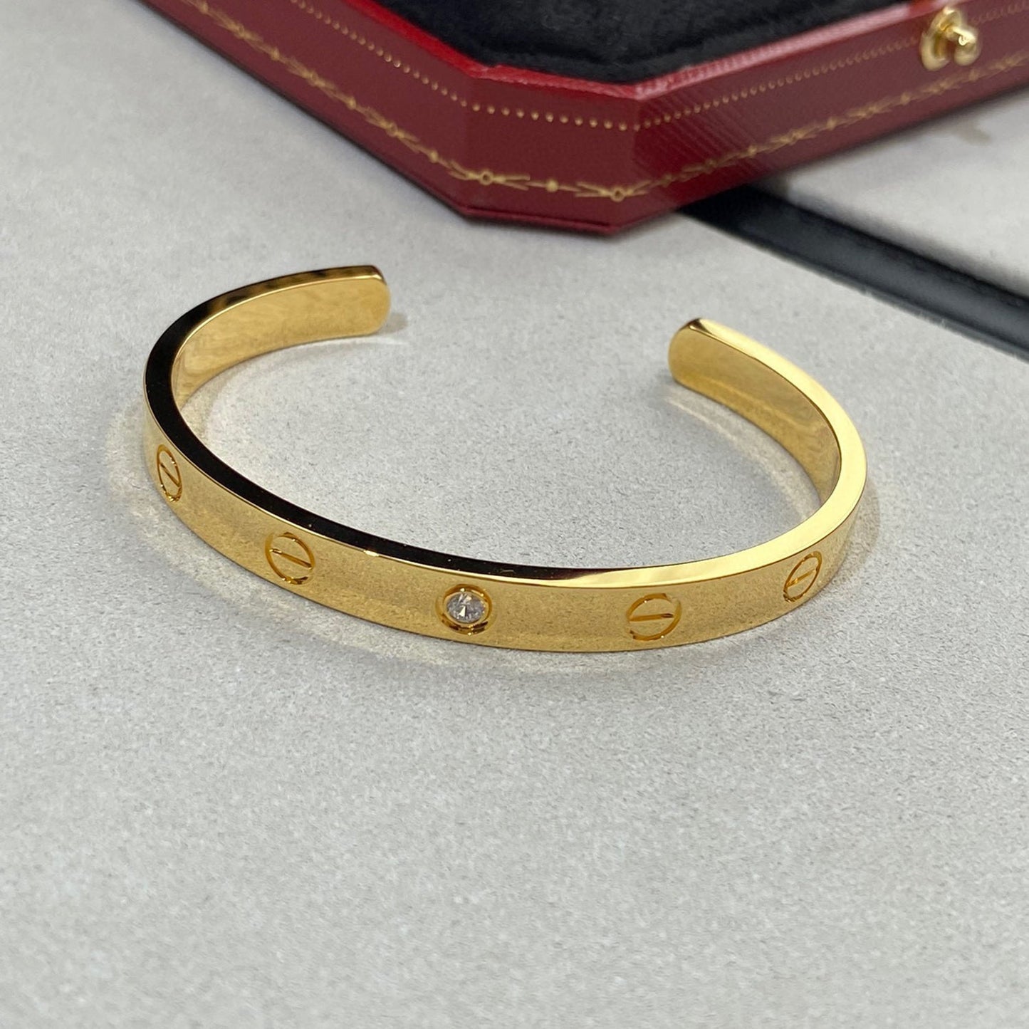 [Eterna Jewels]LOVE BRACELET 6.1MM 1 DIAMOND OPEN CUFF