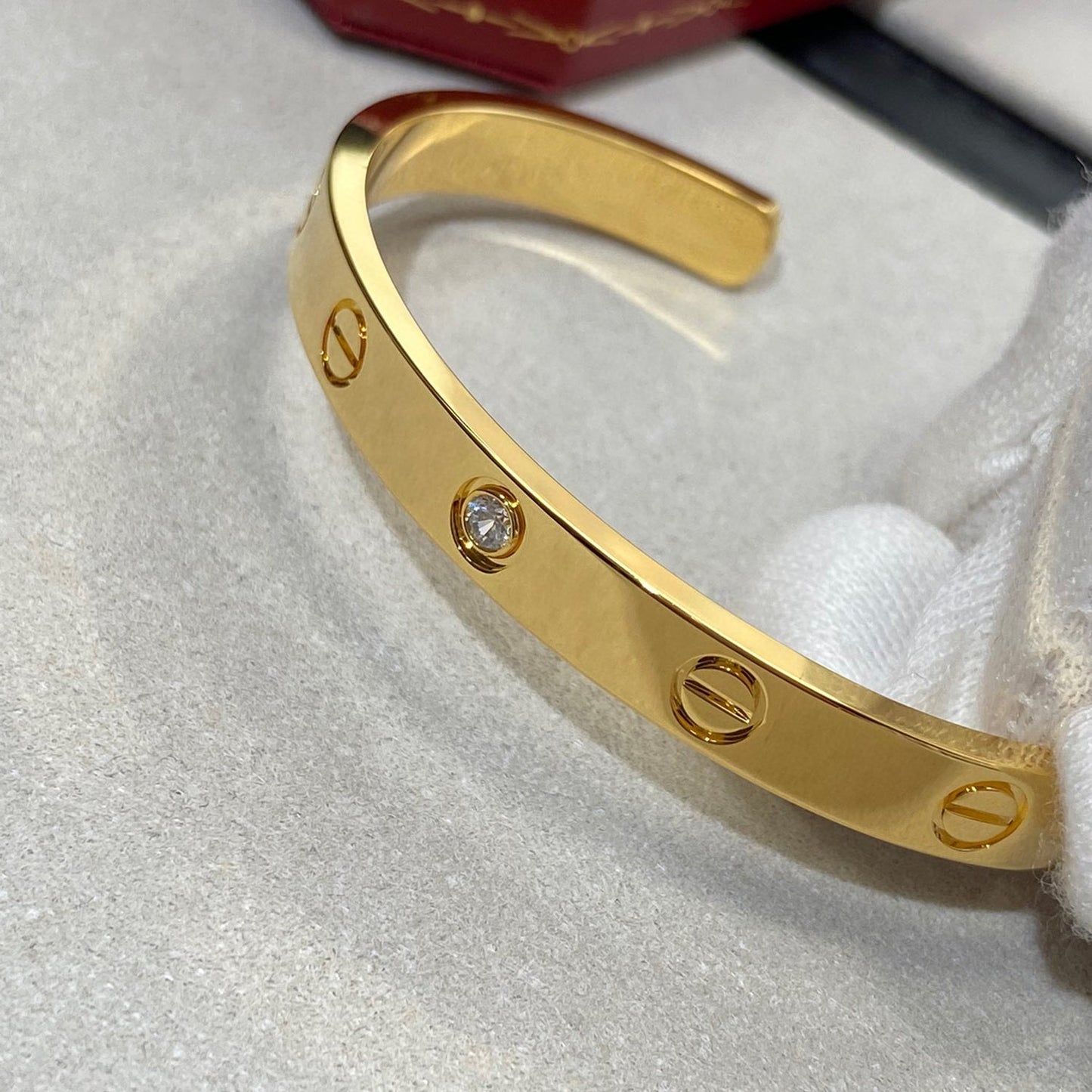 [Eterna Jewels]LOVE BRACELET 6.1MM 1 DIAMOND OPEN CUFF